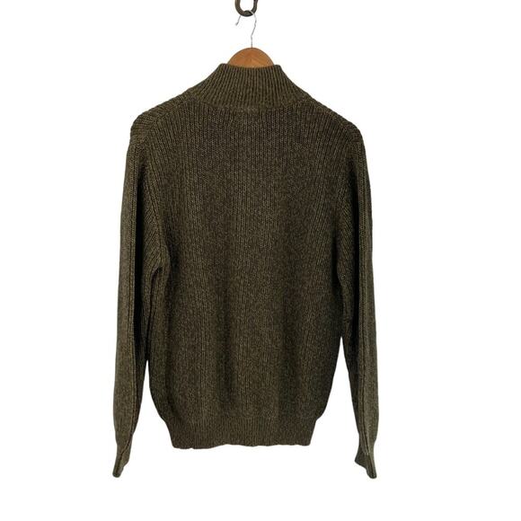 L.L. Bean  Army Green Cotton Thick Knit Zip Up Cardigan Size Large - Picture 2 of 7